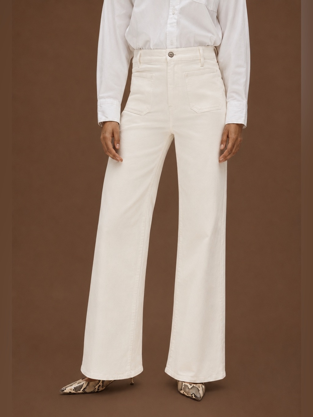 J. Crew Cream Wide-Leg High-Rise Jeans